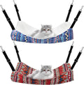 Jetec 2 Pack Cat Hammock for Cage, Catio Accessories Reversible Soft Cats Bed with Adjustable Straps and Hooks Double-Sided Linen and Fleece Hanging Hammock for Cats, Kitten(Ethnic Pattern,M)