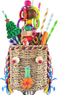 KATUMO Bird Toys, Parrot Grass Basket and Shredding Foraging for Parakeets, Cockatiels, Conures, Small and Medium Bird Cage Accessories