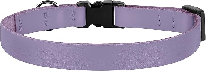 Breakaway Cat Collar with Bell - Leather Adjustable Kitten Collars with Safety Quick Release Buckle - Soft Small Pet Collars for Girl & Boy Cats (Lavender)