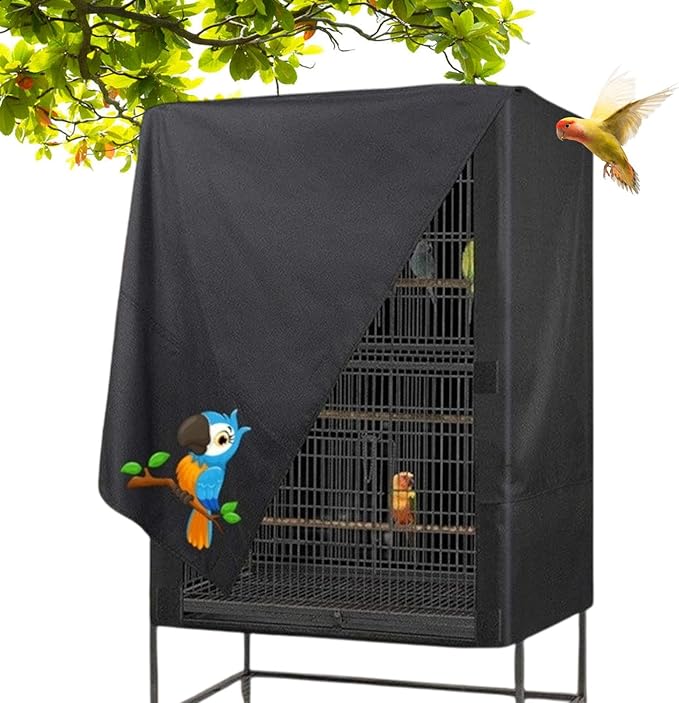 Bird Cage Cover, Large Bird Cage Covers for Night, Waterproof Parrot Cage Protector Covers, Good Night birdcages Covers for Parrot House, Black, 4 Sizes