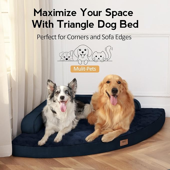 Large Orthopedic Dog Bed with Sides XXL Dog Beds with Removable Washable Cover Non-Slip Waterproof Pet Bed for Extra Large Dogs - Navy Blue XXL