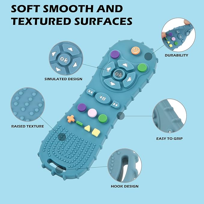 Small Dog Chew Toys for Puppy Teething,Crate Training Aids for Puppies, Multifunctional Gum Massage & Anxiety Reduction, Safe & Funny Interactive Dog Toy for Small Medium Breed (Blue and Black)