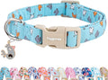 Faygarsle Funny Chicken Pattern Dog Collar, Cotton Fabric, Light Blue with Farm Animal Print for Small Medium Large Dogs XS