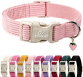 Cute Corduroy Dog Collar - Pink Adjustable Dog Collars for Small Dogs 10-25lbs, Fade-Proof with Secure Snap & Little Charm, Christmas Birthday Gift, S