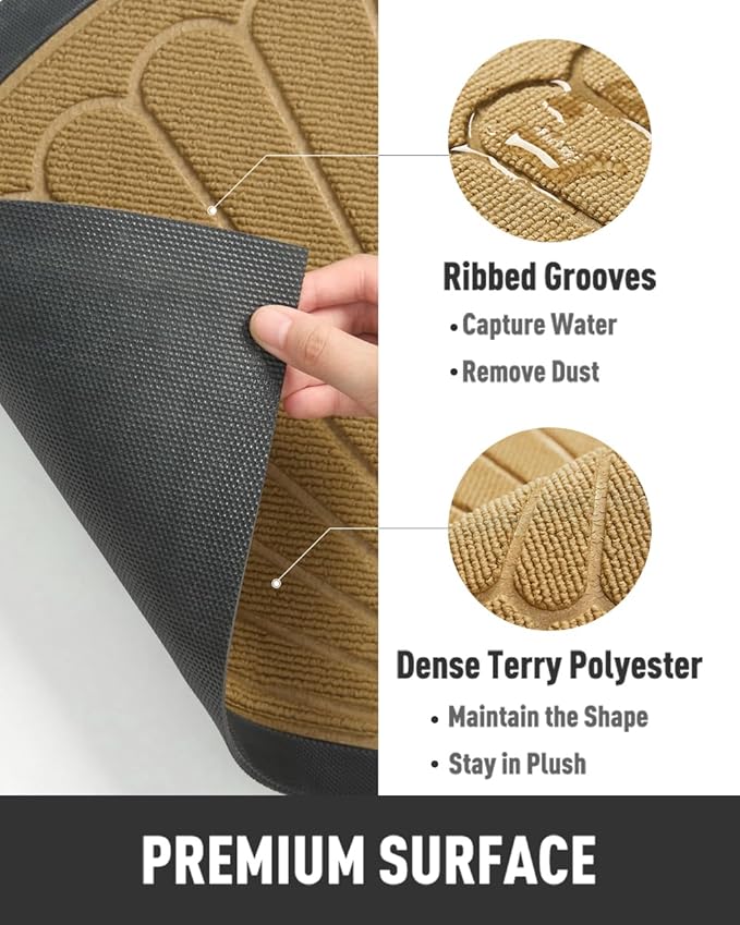 tchdio Door Mat Outdoor Indoor Entrance Doormat-Semicircular Durable Rubber Non Slip Front Door Mat for Outside Inside Entry Entryway Dirt Trapper WelcomeMat for Muddy Paws and Shoes-Yellow 24”x36”