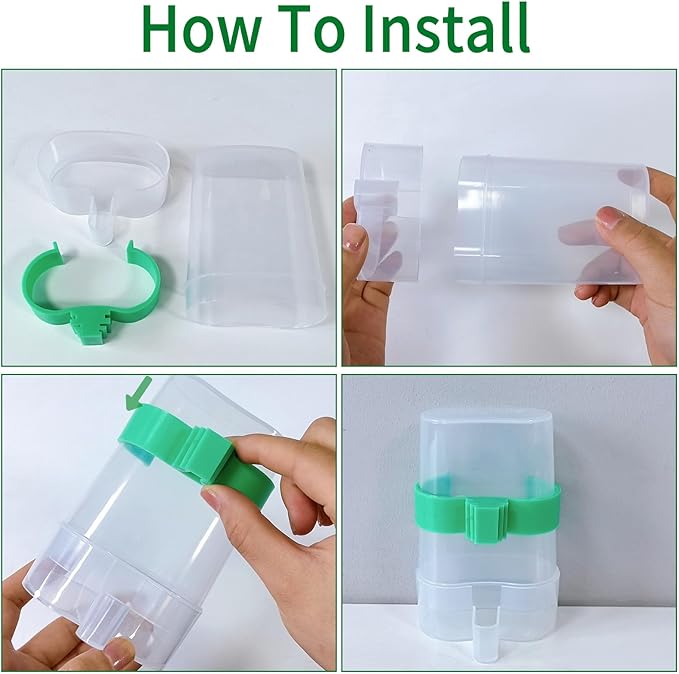 Bird Water Dispenser Parrot Water Feeder Bird Seed Container for Cage Parakeet Waterer Cage Accessories Automatic Feeding for Finch Lovebird Canary Small Birds(4Pcs)