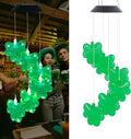 St. Patrick's Day Solar Shamrock Wind Chimes, Green Shamrock Solar Lights Outdoor Mobile Wind Chime for Party Window Garden Yard Decorations, Birthday Irish Gifts for Mom Women Grandma