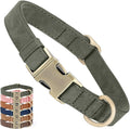 Genuine Leather Dog Collar - Adjustable Pet Collar with Quick Release Metal Buckle, Soft Skin Friendly Real Leather Collar for Small, Medium, Large Dogs (Dark Green, M：Fit 12-20" Neck)