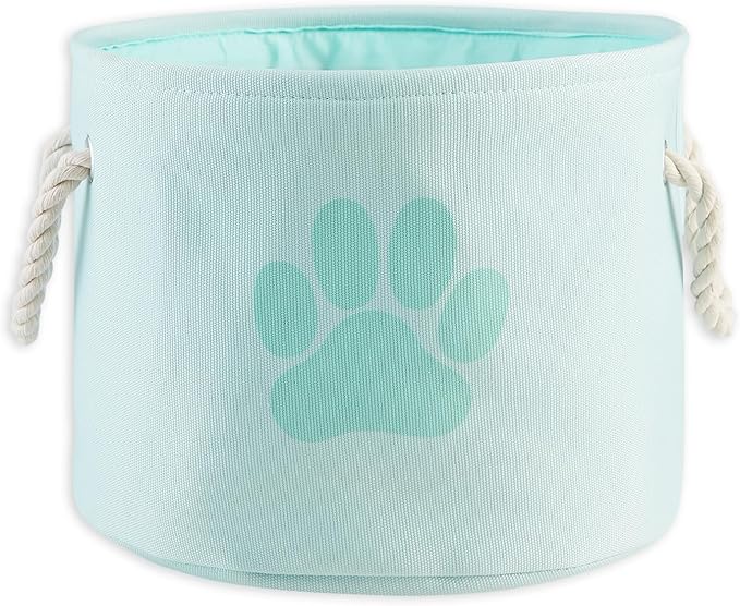 Bone Dry Pet Storage Collection Collapsible Bin, Small Round, Aqua