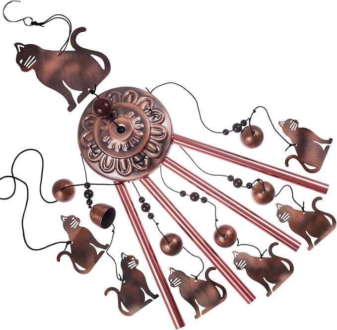 Outdoor Cat Wind Chimes, Gifts for Mom & Grandma & Family, Music Wind Catcher, Mobile Wind Bells, Memorial WindChimes, Blessing Windchime for Garden/Home/Balcony/Lawn/Yard/Indoor/Outside Decoration