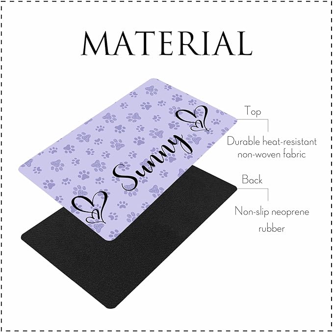 Personalized Dog Cat Mat with Name Photo Custom Placemat Feeding Mats for Food and Water Customized Non-Slip Waterproof Doormat for Bowls Outdoor Indoor Floors Gifts for Pet Owner