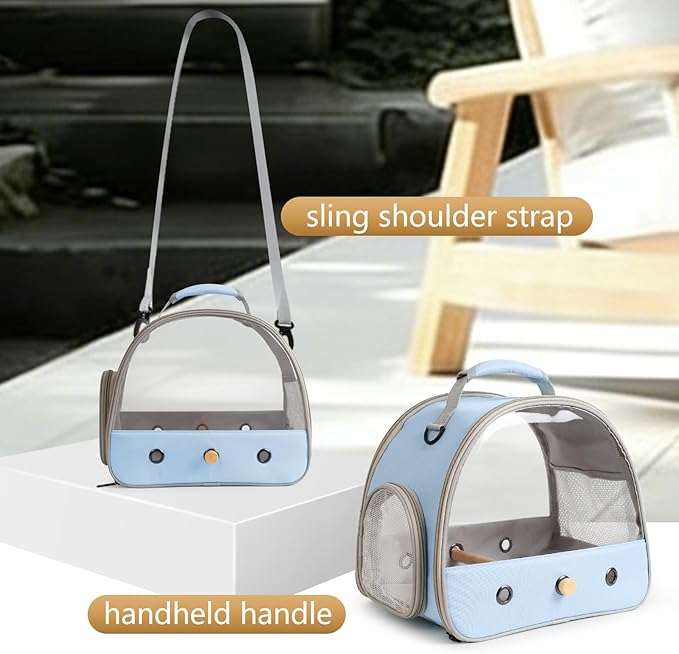 Bird Travel Carrier, Portable Small Bird Parrot Parakeet Carrier with Standing Perch, Side Access Window Collapsible