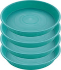 4 Pack of 14 inch Plant Saucers Bird Bath Bow Round, Plastic Plant Saucer Tray for Pots, White Planters for Indoor Plants, Plant Trays for Planter 12-15" (14", Teal)