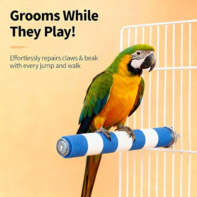 AOTU Bird Perch Rough-surfaced Parrot Perch Bird Stand for Cage– Durable Beak & Claw Trimming Grinding Stone for Conure, 7.9” x 1” – Safe Non-Toxic Long-Lasting Cockatiel Cage Accessory