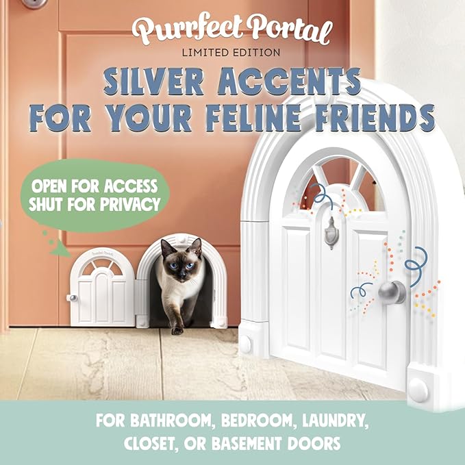 Purrfect Portal Meow Manor® Cat Door Interior Door - No-Flap, Fits Cats Up to 20 lbs, Easy DIY Setup, No Training Needed