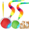2 PCS Interactive Cat Toy Rolling Ball Chewie Viral Dog Ball with Tail, Smart Automatic Rolling Pet Balls,Automatic Moving Electric Cat Toy