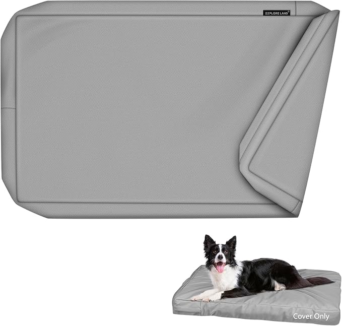 Explore Land Waterproof Dog Bed Cover Canvas Washable Dog Crate Pad Replacement Cover for 48 Inch Crate, 46Lx29Wx4H inch, Gray