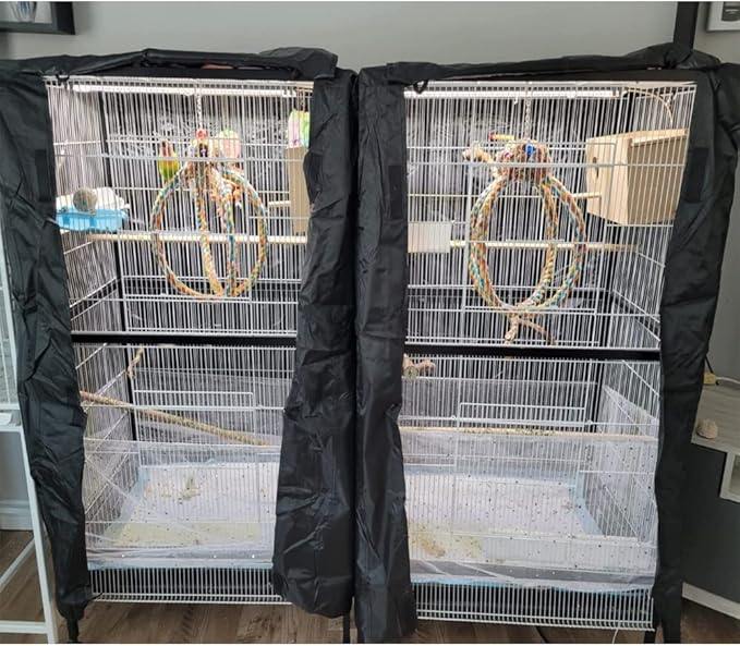 Extra Large Bird Cage Cover Breathable Waterproof Material Universal Black-Out Bird Parrot Cover Good Night Birdcage Cover Sleep Helper for Parrots Parakeets Budgies Macaw (34.5x25x47in)