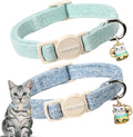 Cat Collar,2 Pack Green Cat Collars Breakaway with Bell