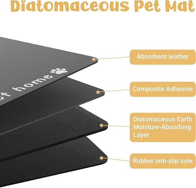Dog Food Mat, Diatom Ooze Cat Water Mats Non Slip for Floors Waterproof and Water Absorption, Easy to Clean-Paw (15.5" H*23.5" L)