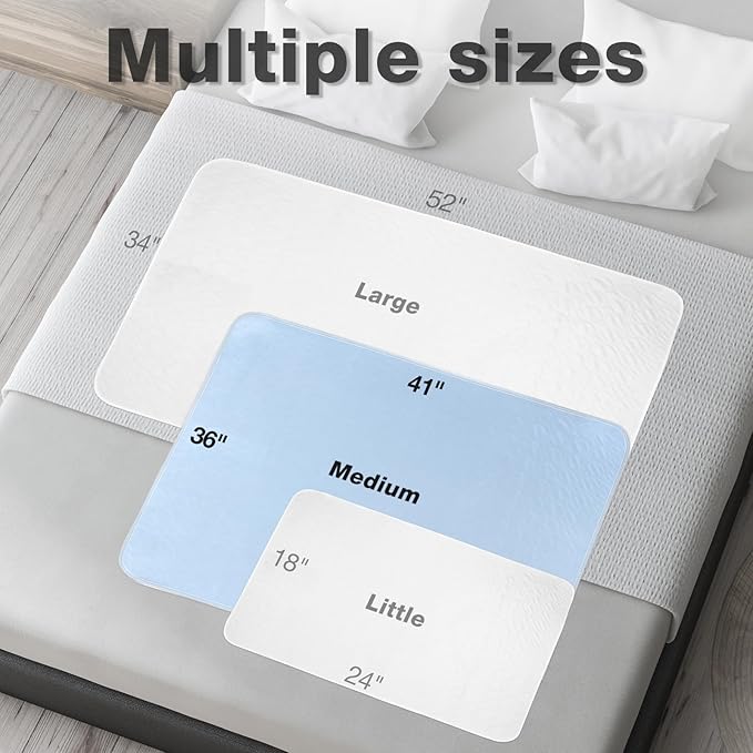 2 Packs Reusable Incontinence Bed Pad, 41" x 36" Inch Washable Pee Pads, Waterproof Bed Pad & Pet Pad, Perfect for Kids, Adults, The Elderly and Pets