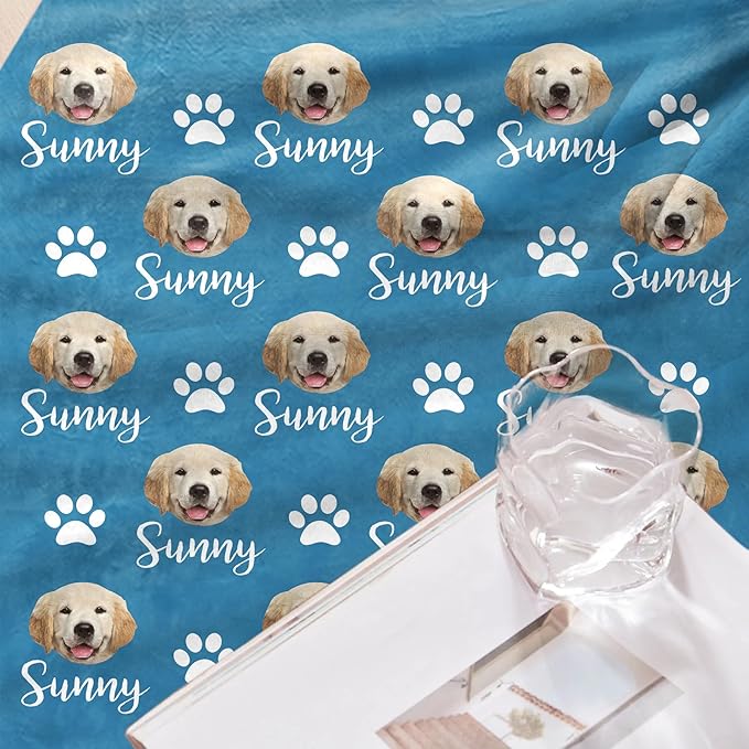 Personalized Dog Blanket, Customized Pet Blankets with Name Picture, Throw Blanket for Small Medium Large Dog Puppy Cat