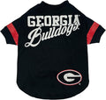 NCAA Georgia Bulldogs T-Shirt for Dogs & Cats, Small. Football/Basketball Dog Shirt for College NCAA Team Fans. New & Updated Fashionable Stripe Design, Durable & Cute Sports PET TEE Shirt Outfit