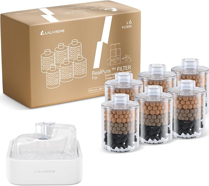 Cat Water Fountain Filter Replacement 6PC Compatible with Automatic Pet Water Dispensor, 3-Month Set RealPura Filter Refill for Smart Bowl Multi-Layer Filtration for Fresh Clean Water