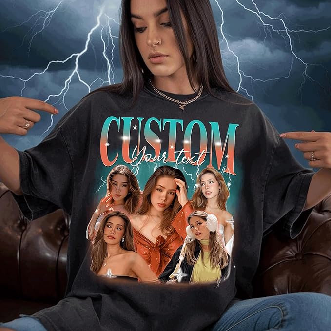 NAZENTI Custom Bootleg Rap Tee, Custom T-Shirts with Picture, Retro Custom Bootleg, Valentine's Gifts for Him Her