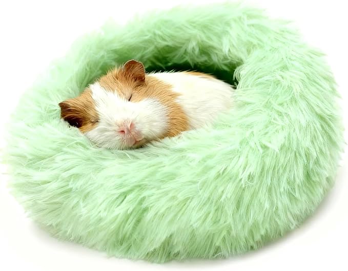 Guinea Pigs Bed Small Animal Bedding Donut-Shaped Burrowing Pet Bed Soft and Warm Hideaway with Spandex and Fleece Bottoms Cozy Carrier, Cage Accessories