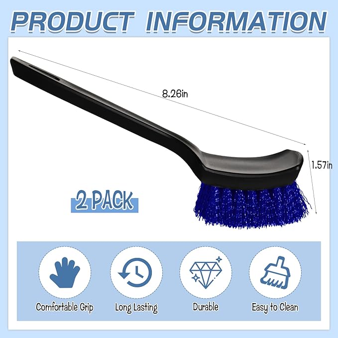 2 Pcs Brush for Bird Baths Blue Hard Bristle Cleaning Brush with Ergonomic Handle Utility Bird Bath Cleaner for Bird Feeder Bath Accessories Fountain Outdoor Cleaning