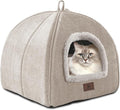 WINDRACING Cat Bed for Indoor Cats - Cat Cave Cat House Cats Tent with Removable Washable Cushioned Pillow, Soft and Self Kitten beds (Large, Beige)