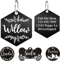 Ultra Joys Stainless Steel Pet ID Tag Dog Name Tags Personalized Front and Back Engraving, Customized Dog Tags and Cat Tag, Optional Engraved on Both Sides, Hexagon Tag with Vine Design, Large