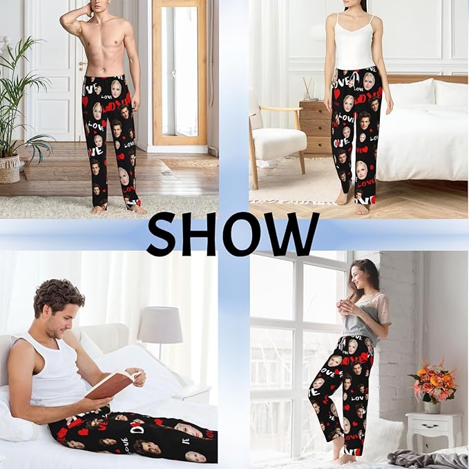 Custom Pajama Pants with Face customized PJ Pants Christmas Valentine gifts for Men Women