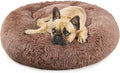 Calming Dog Bed for Medium Dogs Washable Donut 30 inches Anti-Slip Pet Bed,Round Fluffy Plush Faux Fur Cat Bed,Fits up to 45 lbs Pets,Camel