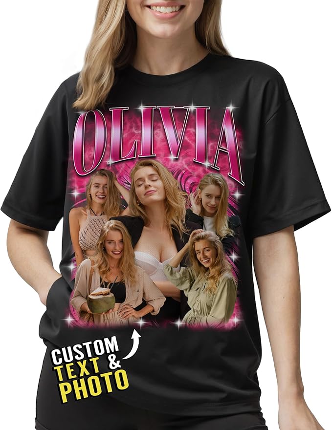 Custom Bootleg Rap Shirt with Photo Text, Vintage Custom Picture Shirt for Girlfriend, Boyfriend, Dad, Mom, Pet Lover Friend