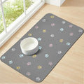 Pet Feeding Mat Absorbent Dog Mat for Food and Water Non Slip Quick Dry Dog Bowl Mats for Floors 27" X 17" Paw Light Gray