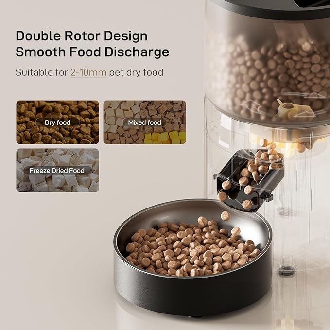 Automatic Cat Feeder and Water Fountain: 3L Timed Precise Cats Food Dispenser& Reliable Programming 1-6 Meals/Day- 3L Cat Water Dispenser with Filter- Auto Pet Feeder Easy to Clean