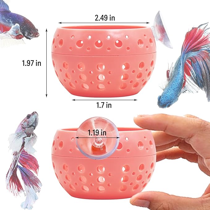 Fhiny Betta Tunnel, Aquarium Betta Fish Hideout with Suction Cup Fish Tank Tunnel Shrimp Cave Aquarium Decor Fish Tank Accessories for Small Fish Shrimp Betta Guppy Hiding Resting (Pink)