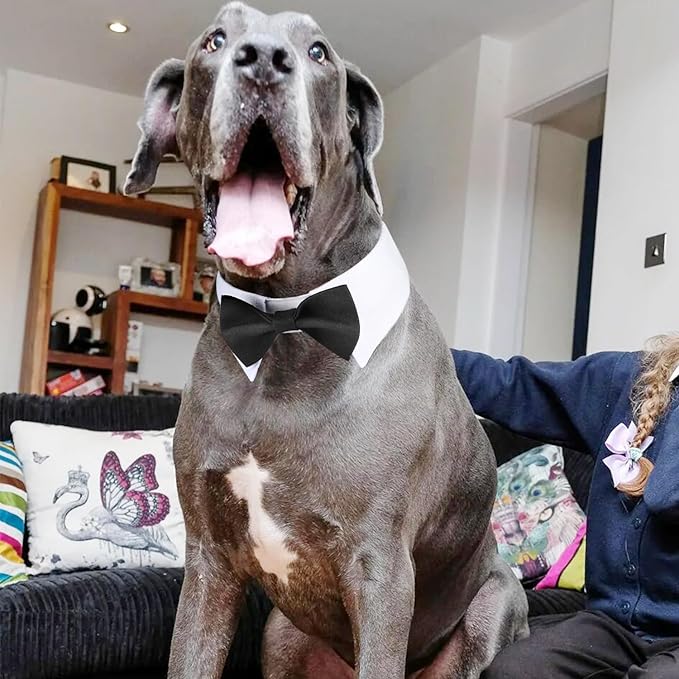 Segarty Dog Bow Tie for Neck Girths 16.5-21.2 in, Adjustable Bowtie Collar for Extra Large Dogs, Dog Neck Tie Tuxedo Comfortable Cotton Boy Pets Grooming Accessories for Wedding Holiday Birthday Party