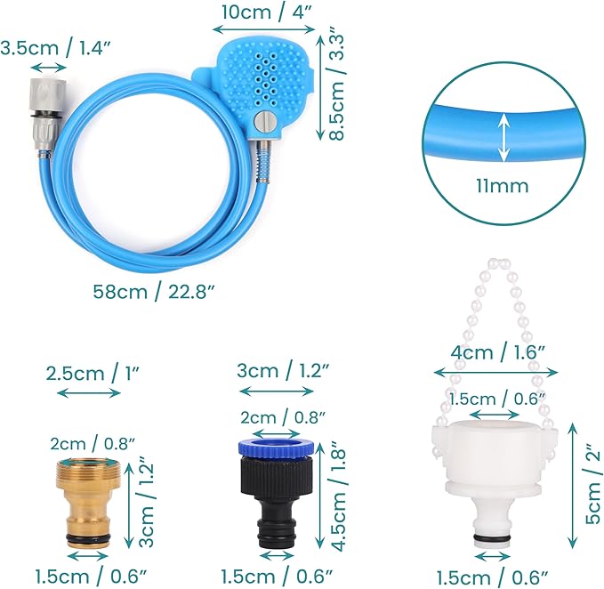 Belle Vous Dog Bath Hose Sprayer and Scrubber Attachment - Indoor/Outdoor Pet Bathing, Grooming and Washing - Pet Shower Brush with Garden Nozzle