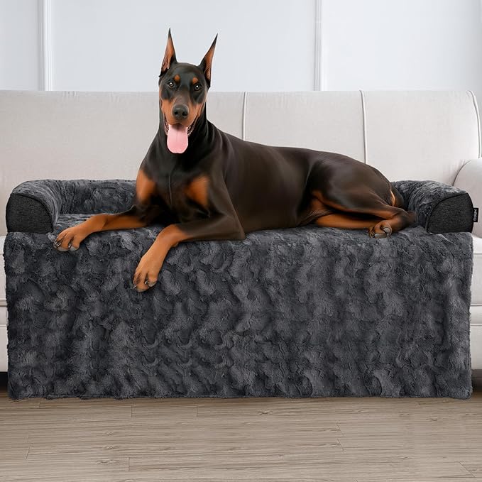 Calming Dog Beds, Extra Large Fluffy Plush Dog Mat for Furniture Protector with Removable Washable Cover for Large Medium Small Dogs and Cats,53 x 39 inch