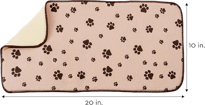 Kitchen Basics Microfiber Pet Bowl Feeding Mat, Anti-Skid and Absorbent, 10 Inch x 20 Inch