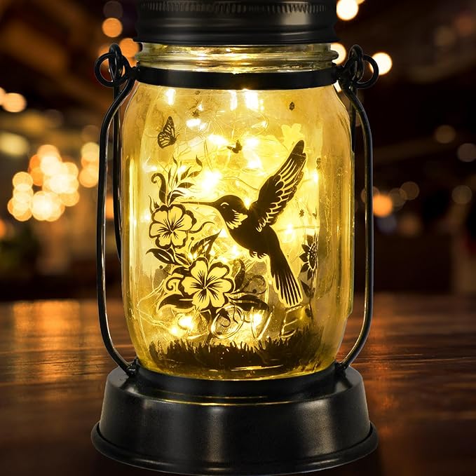 Solar Lanterns Outdoor Garden Decor Valentine's Day Gifts for Women Hummingbird Gift for Women Mom Grandma Sister Birthday, Hanging Solar Light Home Decor for Yard, Patio,Backyard,Porch,Torch