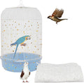 Bird Cage Seed Catcher, 45-90'' Adjustable Bird Cage Cover, Universal Nylon Bird Cage Mesh Net, Bird Cage Skirt Guard Accessories for Parrot Parakeet Macaw Round Square Cage (White)