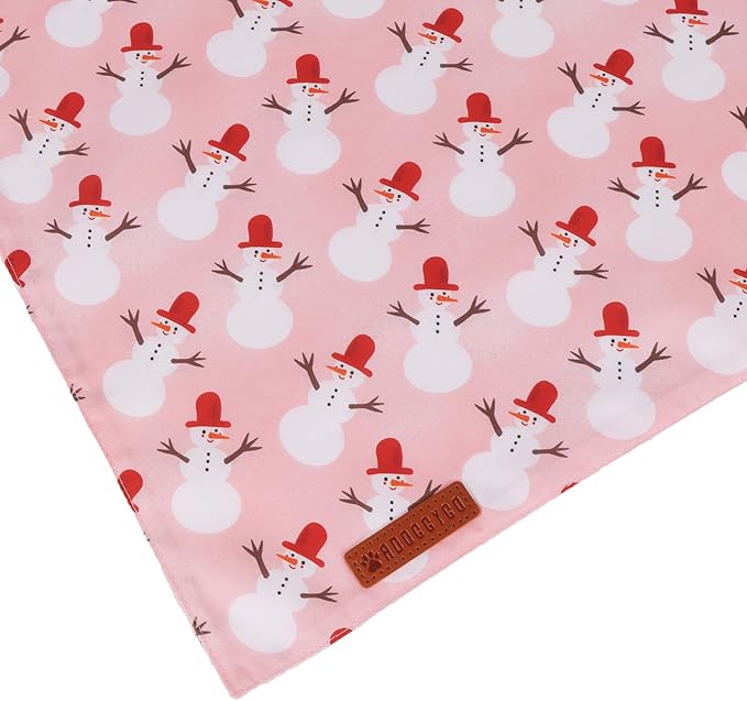 ADOGGYGO Pink Christmas Dog Bandanas 2 Pack, Reversible Santa Snowman Xmas Scarf Bib, Adjustable Fit Pink Christmas Bandana for Extra Large Dogs Girl (X-Large)