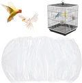 Bird Cage Seed Catcher, Mesh Net Cover Guard Soft Airy Cage Net Stretchy Skirt for Parrot Enclosures Round Square Cages(White
