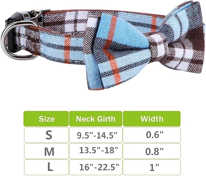 Faleela Soft &Comfy Bowtie Dog Collar,Detachable and Adjustable Bow Tie Collar,for Small Medium Large Pet (L, Blue)