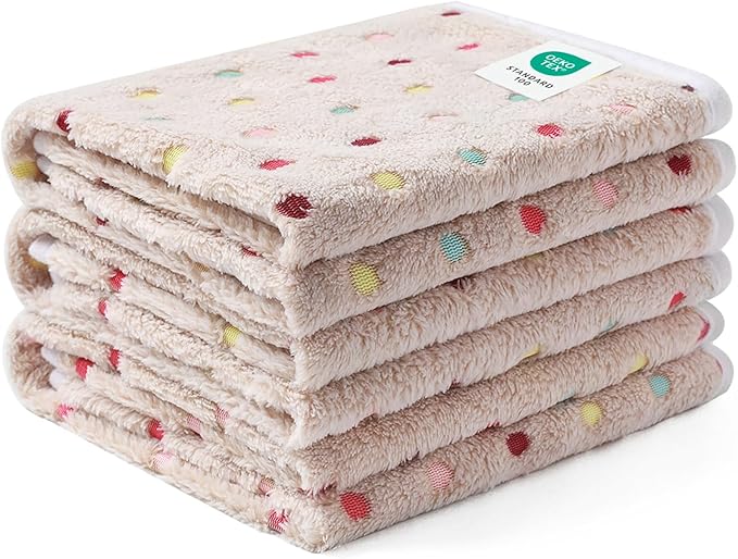Luciphia 1 Pack 3 Blankets Super Soft Cute Dot Pattern Pet Blanket Flannel Throw for Dog Puppy Cat Small(23x16), Brown