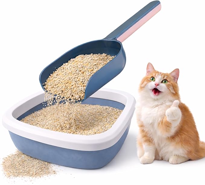 Cat Poop Scooper Cleaning Shovel, Plastic Candy Color Shovel, Ergonomic Pet Cleaning Tool, Litter Box Scooper, Large Cat Litter Scoop. (Blue)
